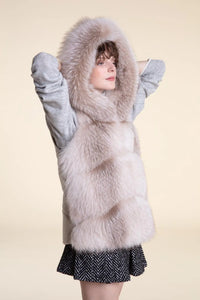 Fox fur vest with hood paolomoretti