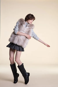 Fox fur vest with hood paolomoretti