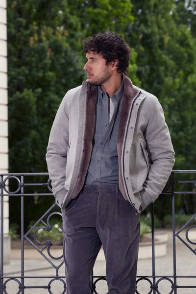 Fur lined bomber jacket mens Italian fur producer since 1949 paolomoretti
