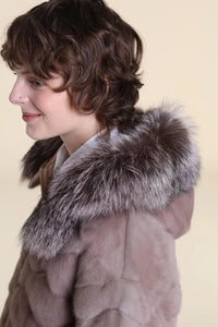 Fur mink jacket with fox fur hood Paolo Moretti