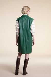 Green vest leather jacket paolomoretti