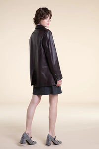 Leather brown blazer paolomoretti