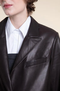 Leather brown blazer paolomoretti