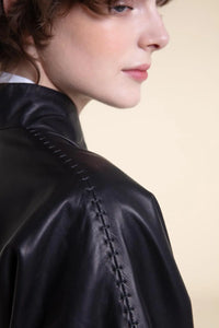 Luxury leather jacket womens paolomoretti