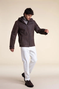 Men sheepskin jacket with hood paolomoretti