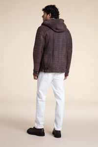 Men sheepskin jacket with hood paolomoretti