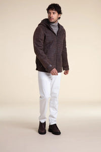 Men sheepskin jacket with hood paolomoretti