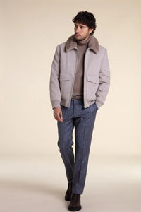 Mens aviator jacket with fur collar paolomoretti