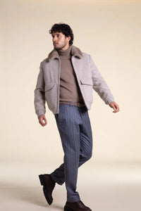 Mens aviator jacket with fur collar paolomoretti