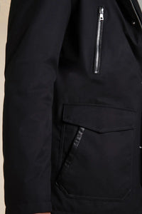 Mens black coat with fur collar paolomoretti