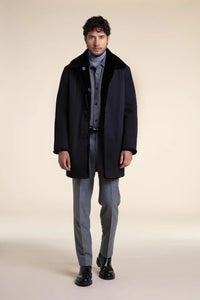 Mens black coat with fur paolomoretti