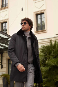 Mens black sheared fur coat paolomoretti