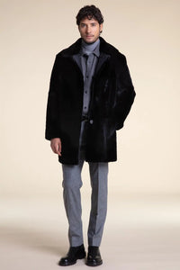 Mens black sheared fur coat paolomoretti