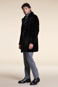 Mens black sheared fur coat paolomoretti