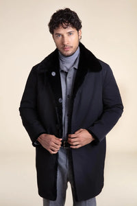 Mens black sheared fur coat paolomoretti