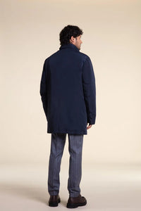 Mens blue winter coat with fur paolomoretti