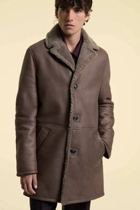 Herren brauner Lammfellmantel – paolomoretti - Main Image