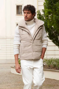 Mens fur vest with mink hood paolomoretti