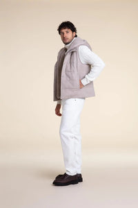 Mens fur vest with mink hood paolomoretti