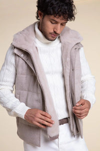 Mens fur vest with mink hood paolomoretti