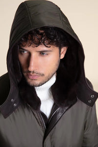 Mens green parka coats with fur hood paolomoretti