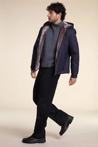 Mens parka jacket with fur hood paolomoretti