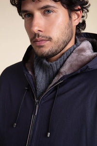 Mens parka jacket with fur hood paolomoretti