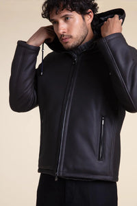 Mens shearling jacket with hood paolomoretti