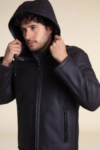 Mens shearling jacket with hood paolomoretti