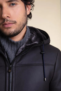 Mens shearling jacket with hood paolomoretti