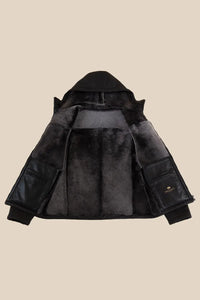 Mens shearling jacket with hood paolomoretti