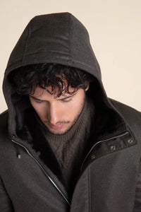 Mens winter coat with fur hood paolomoretti