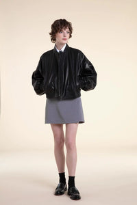 Oversized bomber leather jacket paolomoretti