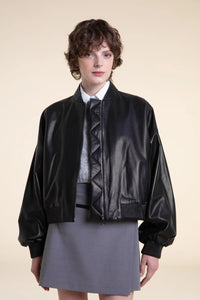 Oversized bomber leather jacket paolomoretti