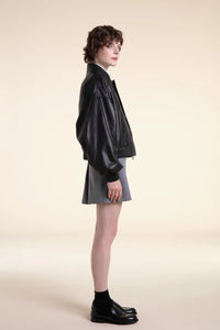 Oversized bomber leather jacket paolomoretti