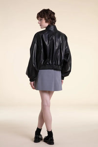 Oversized bomber leather jacket paolomoretti