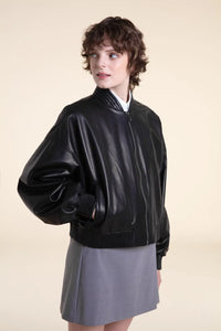 Oversized bomber leather jacket paolomoretti