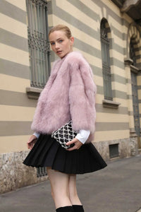 Pink fox fur coat paolomoretti