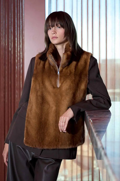 Women's fur vest | Mink fox and chinchilla vest by Moretti