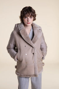 Shearling jacket with down sleeves paolomoretti