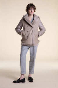 Shearling jacket with down sleeves paolomoretti