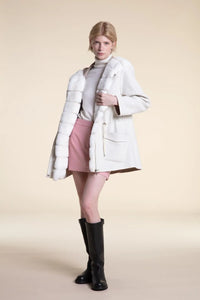 White winter coat with fur hood paolomoretti