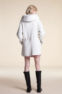 White winter coat with fur hood paolomoretti