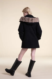 Womens black parka with fur hood paolomoretti