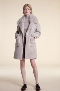 Wool coat with shearling collar paolomoretti