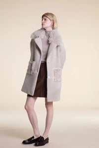 Wool coat with shearling collar paolomoretti