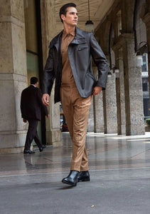 Schwarze lange Lederjacke für Herren Lederjacken von Paolo