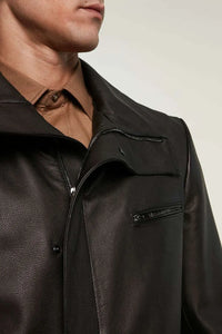 Black long leather jacket mens paolomoretti