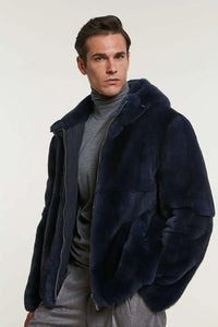 Blue fur jacket mens paolomoretti