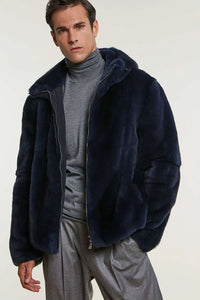 Blue fur jacket mens paolomoretti